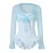 Women's Sea Salt Mint Blue Swimsuit Two Piece Set Pure Alluring Style Slimming Lace Beach Hot Spring Swimsuit_ecoleips.com