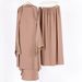 Women's Clothing Turkey Dubai Long Sleeve Large Swing Solid Color Strap Headscarf Set Dress_ecoleips.com