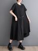 2026 Summer New Irregular Patchwork Vintage Dresses For Women Short Sleeve Loose Casual Ladies Dress Fashion Elegant Clothing_ecoleips.com