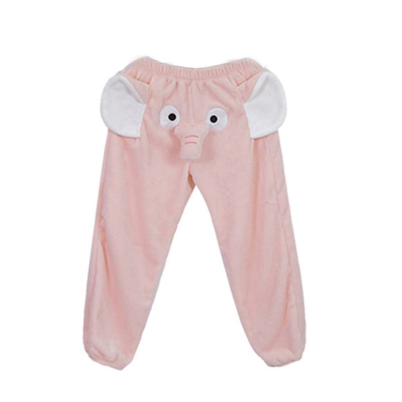 Women Lounge Plush Pajama Pant Flannel Funny Elephant Novelty Shorts Humorous Underwear Prank Gift Couple Pants Sleepwear_ecoleips.com