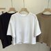 Women's Backless Cropped T-Shirt Sweet And Spicy Korean Style round Neck Loose Top Short Sleeved Hot Girl Summer 2026_ecoleips.com