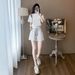 Warm Maple Black Sports Casual Suit Women, Summer 2026 New Style, Youthful Stylish, Petite And Plus Size Shorts For_ecoleips.com