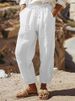 Women's Clothing Regular Drawstring Pocket Washed Cotton Casual Pants Multi Color Women's Trousers_ecoleips.com