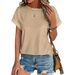 Women's Clothing Spring And Summer New Solid Color Round Neck Loose Short Sleeved T Shirt Tops Women's Spot_ecoleips.com