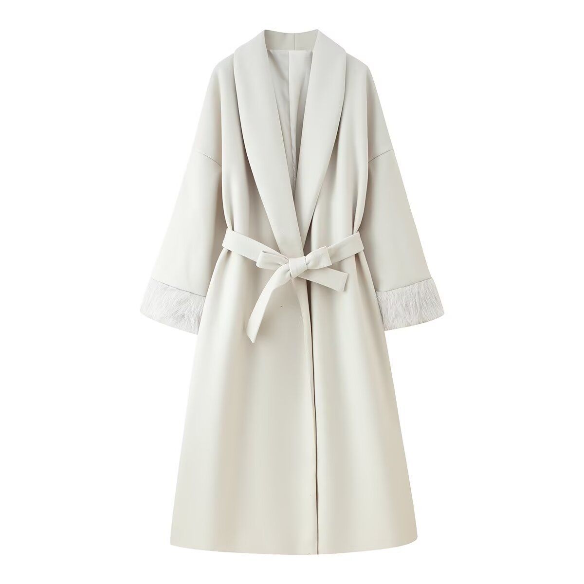 New Splicing Belt Long Woolen Coat_ecoleips.com