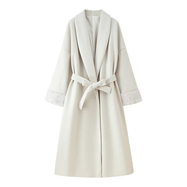New Splicing Belt Long Woolen Coat_ecoleips.com