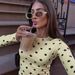 Women's European American Style round Neck Long Sleeve Polka Dot Print Slim Fit Base T-Shirt New Autumn Arrival_ecoleips.com