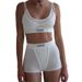 Women's Clothing American Style Vacation Two-Piece Set Sports Vest Top With Flat Leg Shorts Suit For Females_ecoleips.com