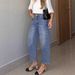 Men's Loose Fit Vintage Washed Jeans - 90s Streetwear Denim Pants With Relaxed Straight Leg, Retro Blue Cotton For Urban Fashion_ecoleips.com
