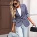 Women's Cropped Blazer Jacket - 3/4 Sleeve Casual Office Cardigan For Autumn_ecoleips.com