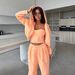 Casual Solid Color Women's Suit Long-sleeved Hooded Zipper Cardigan Sweater Strappy Wide-leg Pants Two-piece Set_ecoleips.com