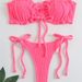 Sexy Bikini Set - Adjustable Tie-Front Swimwear With Soft Padded Cups (Fluorescent Yellow/Black/Pink/Orange/Blue/Dusty Pink/Mauve) - S/M/L_ecoleips.com