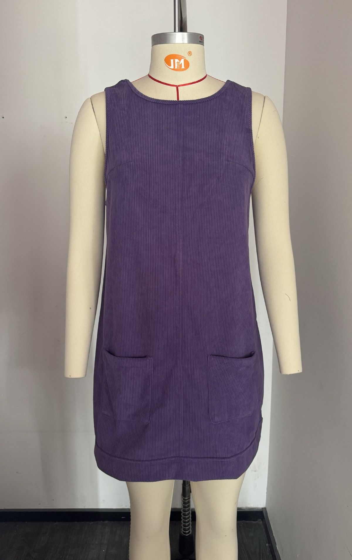 Women's Corduroy Sleeveless Y2K Jumper Dress, Vintage Aesthetic Fall Winter Casual Mini Dress For Women_ecoleips.com