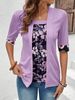 K New Fake Two-piece Five Quarter Sleeve Printed Women's Top T-shirt_ecoleips.com