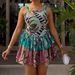 Summer New Fashionable Colorful Printed Dress For Women Spaghetti Strap Slim Waist Short Dress_ecoleips.com