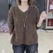 Lace-Knit Oversized V-Neck Sweater Women's Casual Pullover Korean Style Solid Color Loose Fit Spring Autumn Fashion Top_ecoleips.com