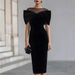 Women's One Shoulder Off-Shoulder Dress Temperament Commuter Wear Gold Velvet Spot New Products_ecoleips.com