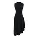 Women's French Elegant Slimming Dress Stand up Collar Pleated Irregular Knitted Vest Dress for Summer_ecoleips.com
