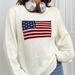Women's Clothing New Loose Round Neck Flag Pattern Simple Versatile Knitted Sweater_ecoleips.com