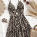2025 Cross-Border European American Summer Vacation Leopard Print Backless Short Dress, Slimming, Pure And Sexy_ecoleips.com