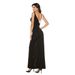 Black & White Color Block Bodycon Dress, Sleeveless V-Neck High Slit Maxi Dress For Cocktail Party_ecoleips.com