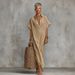 Women's Loose Fit Batwing Sleeve Polo Neck Maxi Dress – Casual Minimalist Spring Summer Gown 2026_ecoleips.com