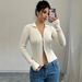 Women's Long-sleeved Spring And Autumn Polo Knit Top, Thin Outerwear, Cross-border Cardigan, Short Jacket_ecoleips.com