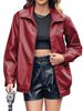 Women's PU Leather Jacket Motorcycle Style, Fashionable Biker Coat With Zipper Closure, Loose Fit Casual Outerwear For Fall/Winter_ecoleips.com