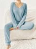 Minimalist Solid Color Lounge Set – Oversized V-Neck Top & Relaxed Pants, Casual Two-Piece Outfit For Women_ecoleips.com