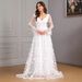 Women's Clothing Autumn And Winter New Long Sleeved V Neck Large Swing Trailing Lace Dress Wedding Dress_ecoleips.com