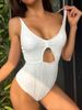New One-piece Swimsuit Women's Solid Color Hollow European And American With Chest Pad Sexy Tight Backless Swimsuit_ecoleips.com