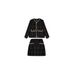 Women's Clothing Elegant Women's Tweed Skirt Set With Houndstooth Print - Bodycon Short Skirt Outfit, Black Tweed Skirt Set With Houndstooth Print_ecoleips.com