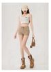 Large Size Spice Girl High Waist Double Button Hip Denim Shorts Women's 2026 Summer New Khaki Skinny Hip Hot Pants_ecoleips.com