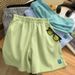 Women's Clothing Cotton Patch A Line High Waist Slim Wide Leg Shorts_ecoleips.com