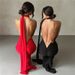 Summer Sexy Backless Halter Neck Evening Dress For Women Hip Covering Slim Fit_ecoleips.com