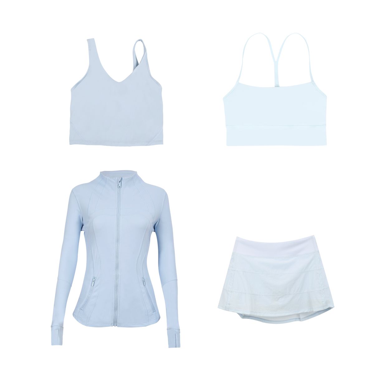 Women's Clothing Women's Slim Fit Stand Collar Jacket Three Pleated Skirt Set Y Shaped Vest Four Piece Outerwear Sportswear_ecoleips.com