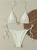 Women's Sexy Fashion Solid Color Bikini Set Metallic Triangle Two Piece Cross Strap Swimsuit For Spring/Summer/Autumn Vacation_ecoleips.com
