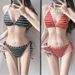 Women's 3-Piece Striped Bikini Set With Shorts Cover-Up For Beach Pool Vacation_ecoleips.com