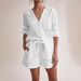 European And American Cross-border Double-layer Gauze Long-sleeve Shorts All-cotton Air-conditioning Clothing_ecoleips.com