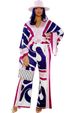 Plus Size Fashion Pant Set V Neck Long Sleeve Top With Wide Open Slit Flared Pants For Women_ecoleips.com