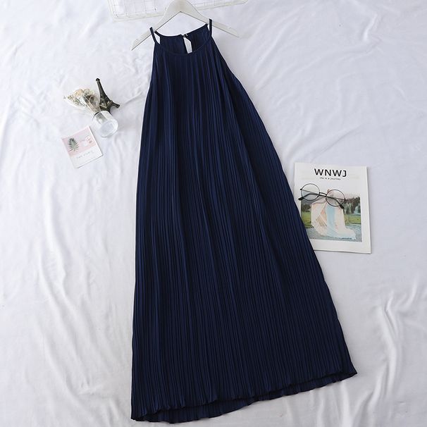 Elegant Halter Neck Maxi Dress – Summer Backless Ruffle Hem Dress For Vacation & Casual Wear (Grey/Black/Khaki/Yellow/Blue/Pink/Brick Red, One Size)_ecoleips.com
