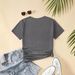 Women's Clothing Women's Casual Gray T-Shirt Round Neck Short Sleeved With Letter Print Style Simple Sportswear Top_ecoleips.com