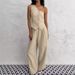 Women's Clothing One Shoulder Vest High Waist Wide Leg Pants Two Piece Suit_ecoleips.com