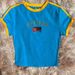 Women's Y2K Cropped Blue T-Shirt Short Sleeve Summer Top for World Cup Streetwear Fashion_ecoleips.com