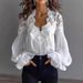 Women's Lace Patchwork Puff Sleeve Pleated Shirt European American Style Independent Website Clothing_ecoleips.com