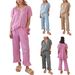 Women's Clothing Women's Plaid 2 Piece Set Casual Ruffled Short Sleeved Top And Pants For Formal & Casual For Women_ecoleips.com