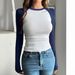 Cross-border European And American Y2K Sexy Color-blocking Long-sleeve T-shirt, Women's Clothing, 2025 Spring/summer_ecoleips.com