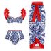 Women's One Piece Reversible Swimsuit Color Block Handmade Appliqué Bikini Set Summer Vacation Sexy_ecoleips.com