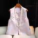 Women's retro jacquard brocade vest vest new Chinese style buttoned jacket waistcoat_ecoleips.com