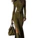 Women's Clothing Double Sided Cashmere Zipper Stand Collar Women's Dress Elegant Style High Quality Autumn Fashion_ecoleips.com